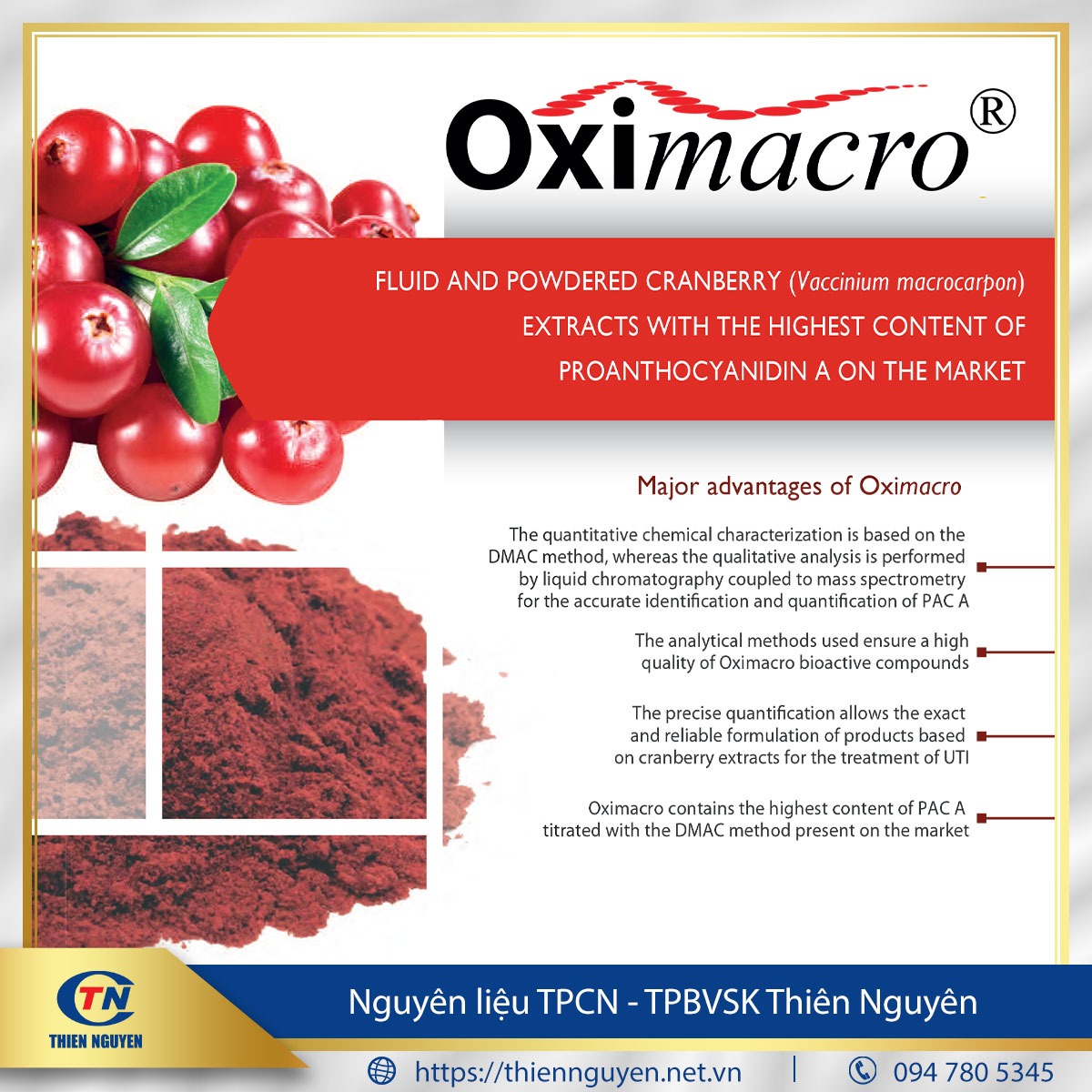 Oximacro® – Chiết xuất nam việt quất (Cranberry extract)