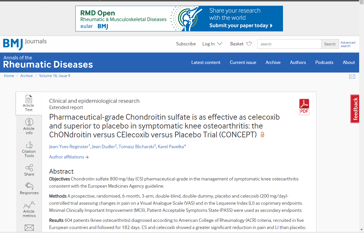 Chondroitin sulfate có hiệu quả như celecoxib trong điều trị viêm xương khớp gối có triệu chứng 1