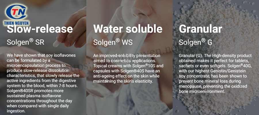 Các dạng bào chế có sẵn của chiết xuất mầm đậu nành Solgen®